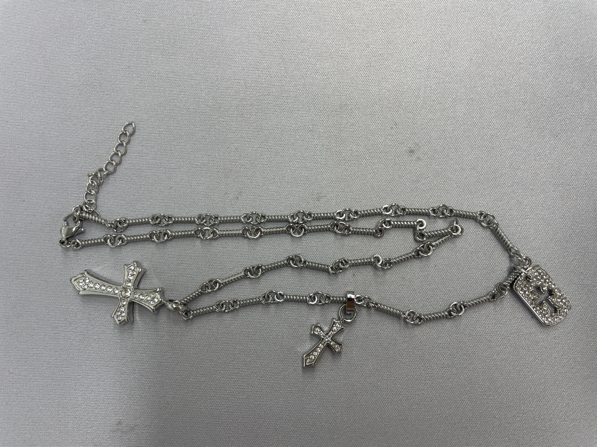 Cross-border new product cross full diamond titanium steel necklace for men easiest for matchclassy sense sweater chain non-fading jewelry necklace for women 2
