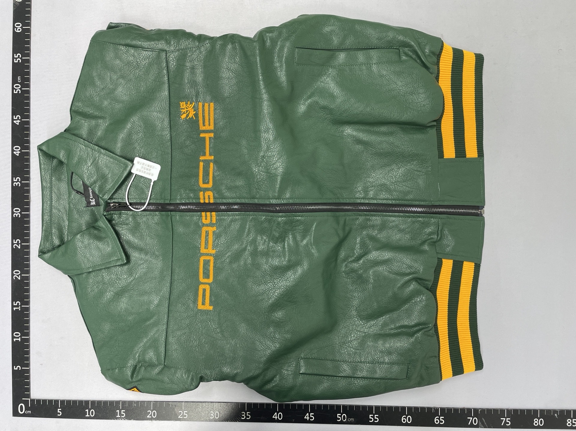 European and american fashion brand porsche racing jacket heavyweight micro badge embroidery retro leather jacket cotton outwear men’s and women’s tops 4