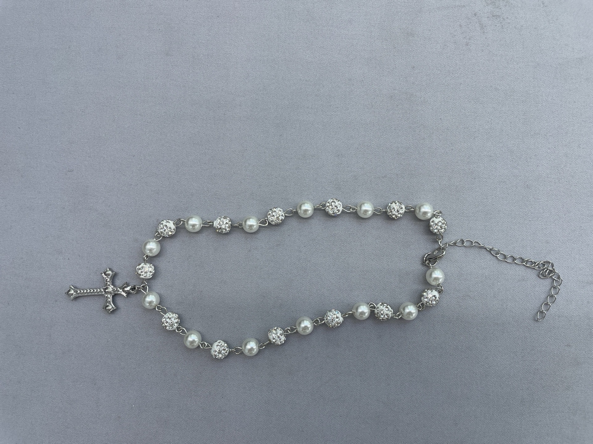 Full diamond cross pearl necklace isn style hip hop niche unique punk summer new jewelry accessories wholesale 3