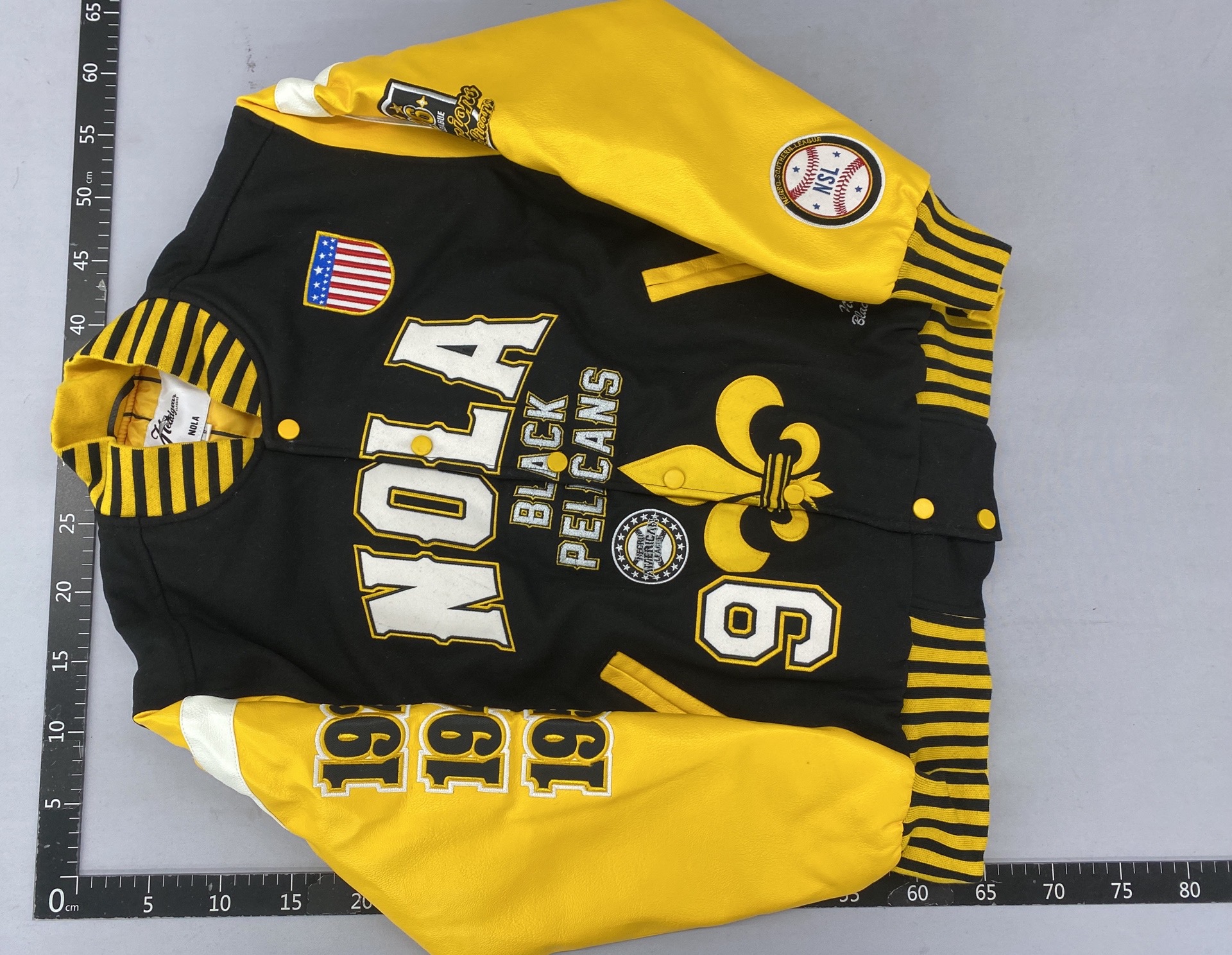 American retrojacketnolaembroiderthickened black yellow leather sleeves cotton clothing cross-border hot selling street baseball uniform 4