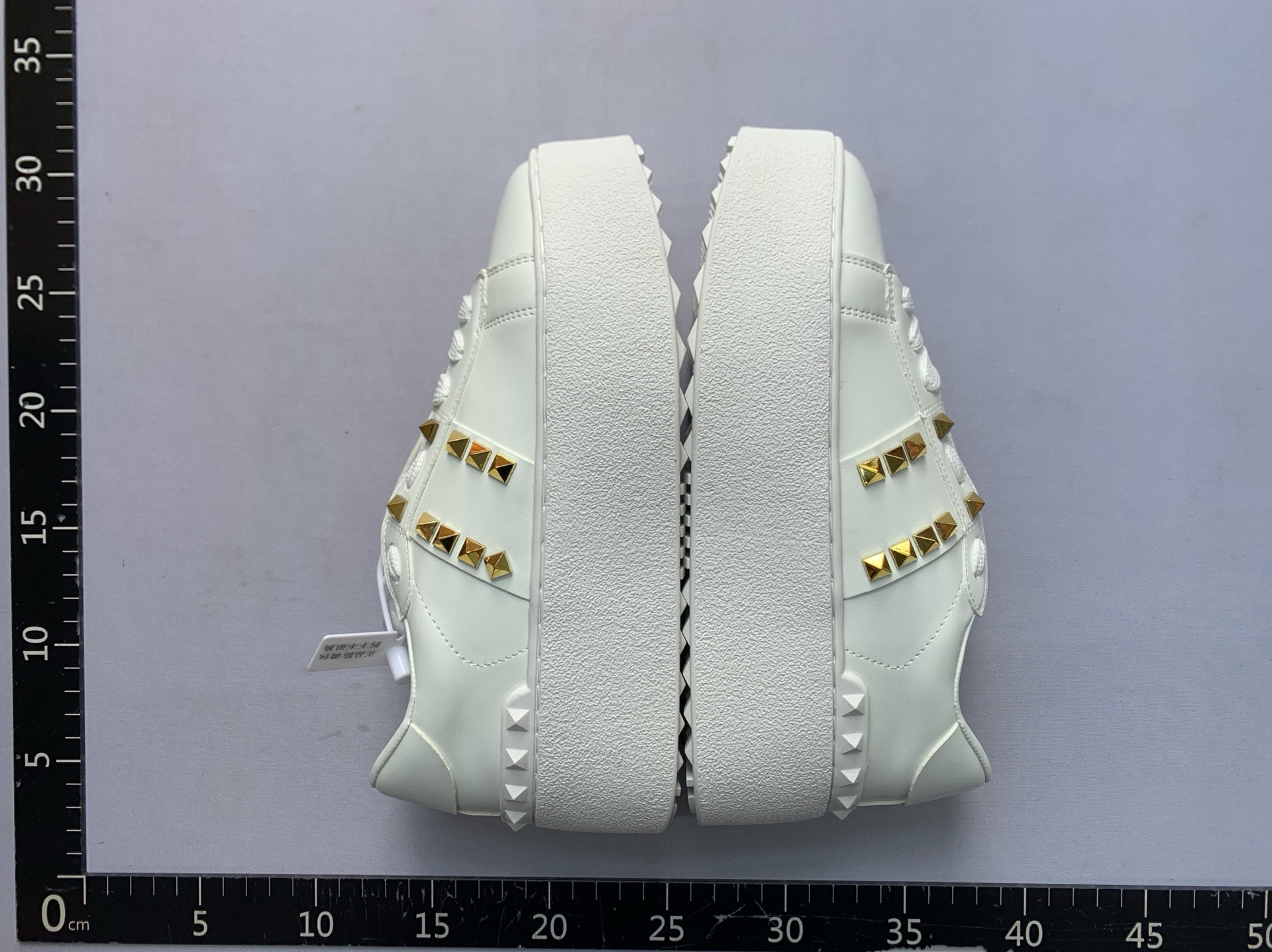 2025 spring new arrival: studded white sneakers for women – petite-friendly platform shoes with chunky soles 6cm – trendy lace-up skate shoes 4
