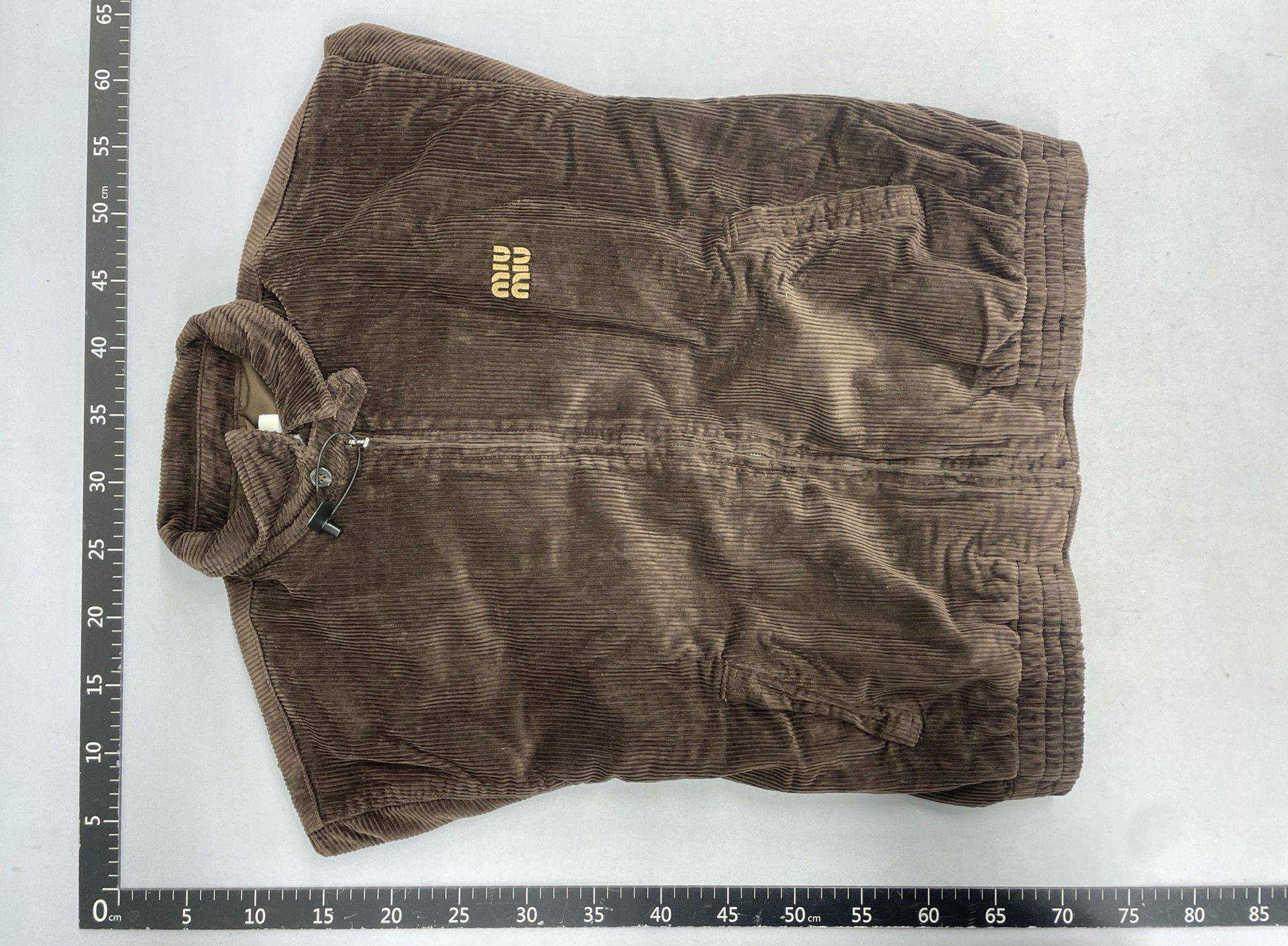 Ready-to-ship/m vintage distressed brown corduroy zip-up jacket with leather logo patch, relaxed fit casual outerwear 4