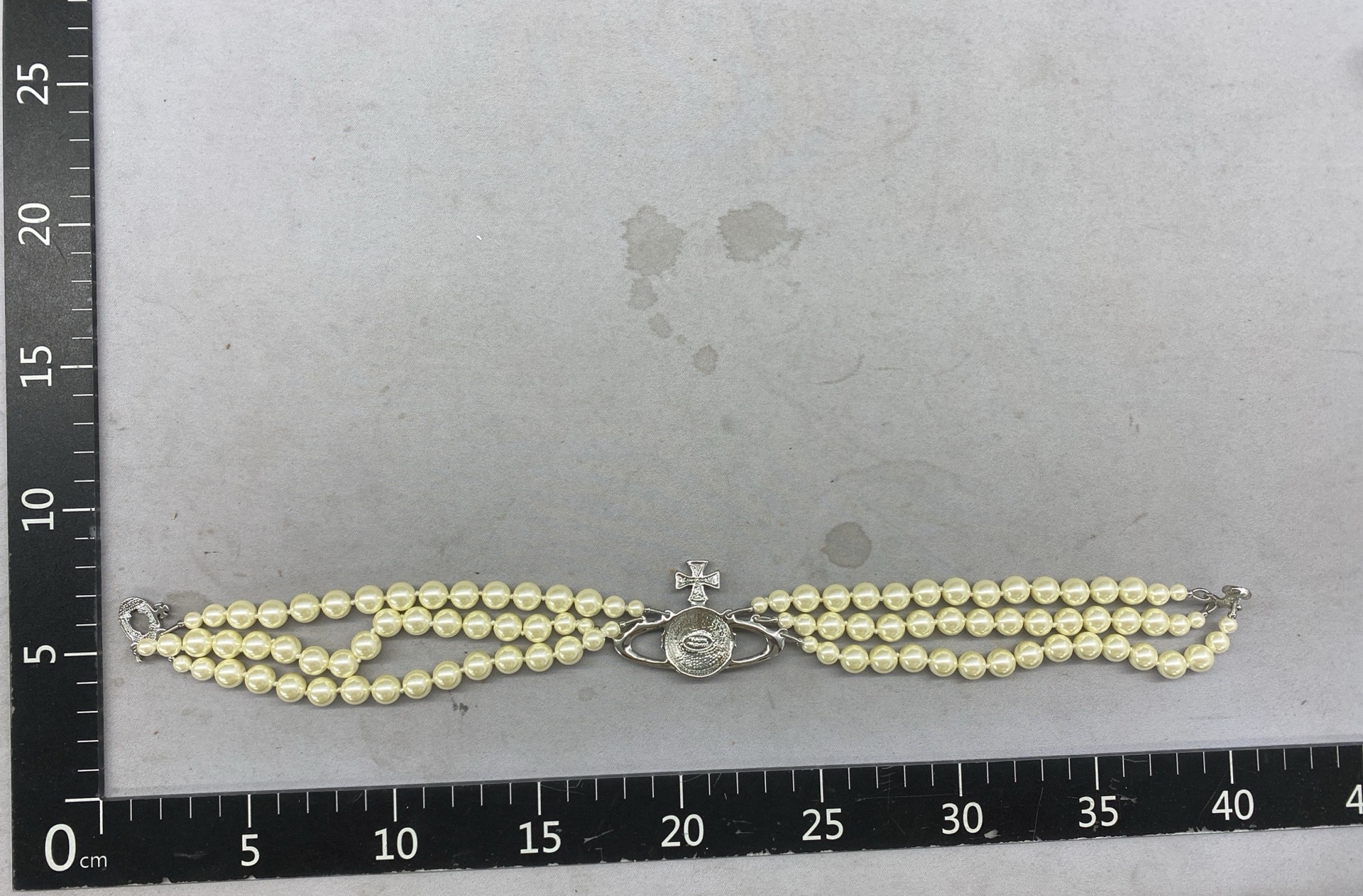 Three-layer pearl necklace full of diamonds saturn clavicle chain accessible luxurycasualeasiest for matchclassy sense choker same style as the queen mother 3