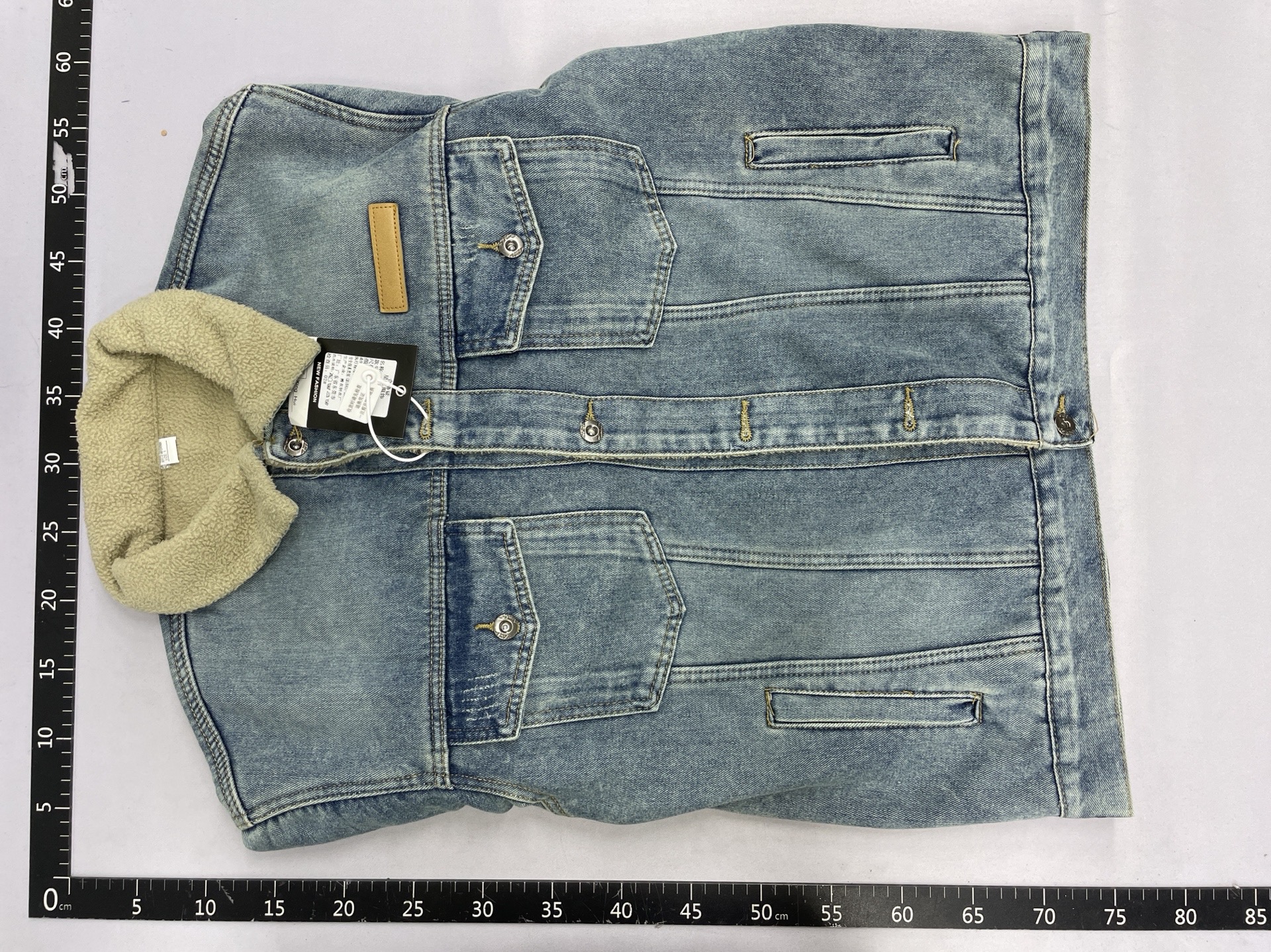Plus size winter turn-down collar faux lambswool cotton coat men’s trendy brand thickened warm workwear denim jacket padded outerwear 4