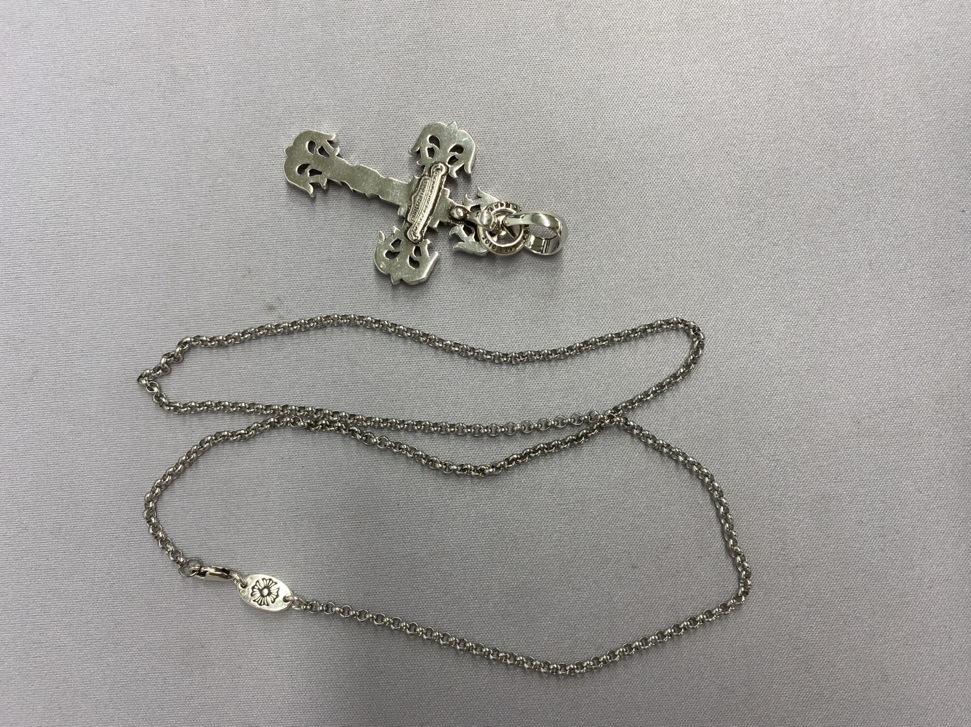 Crow core cross necklace trendyclassy thai silver 925 non-fading cross flower diamond pendant sweater chain 2