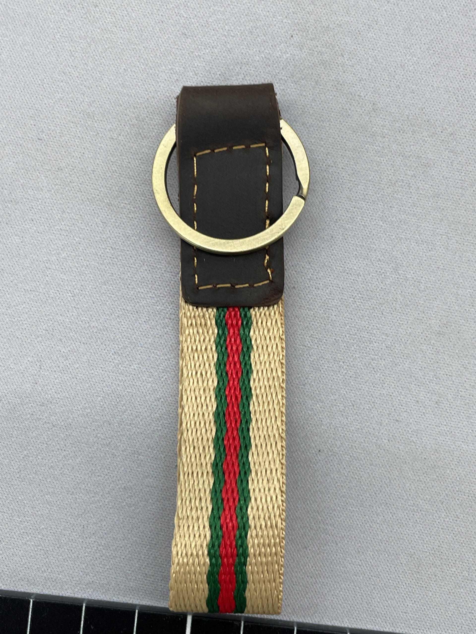 New genuine leather striped braided keychain – stylish & minimalist car keyring, bag charm, leather key lanyard 2