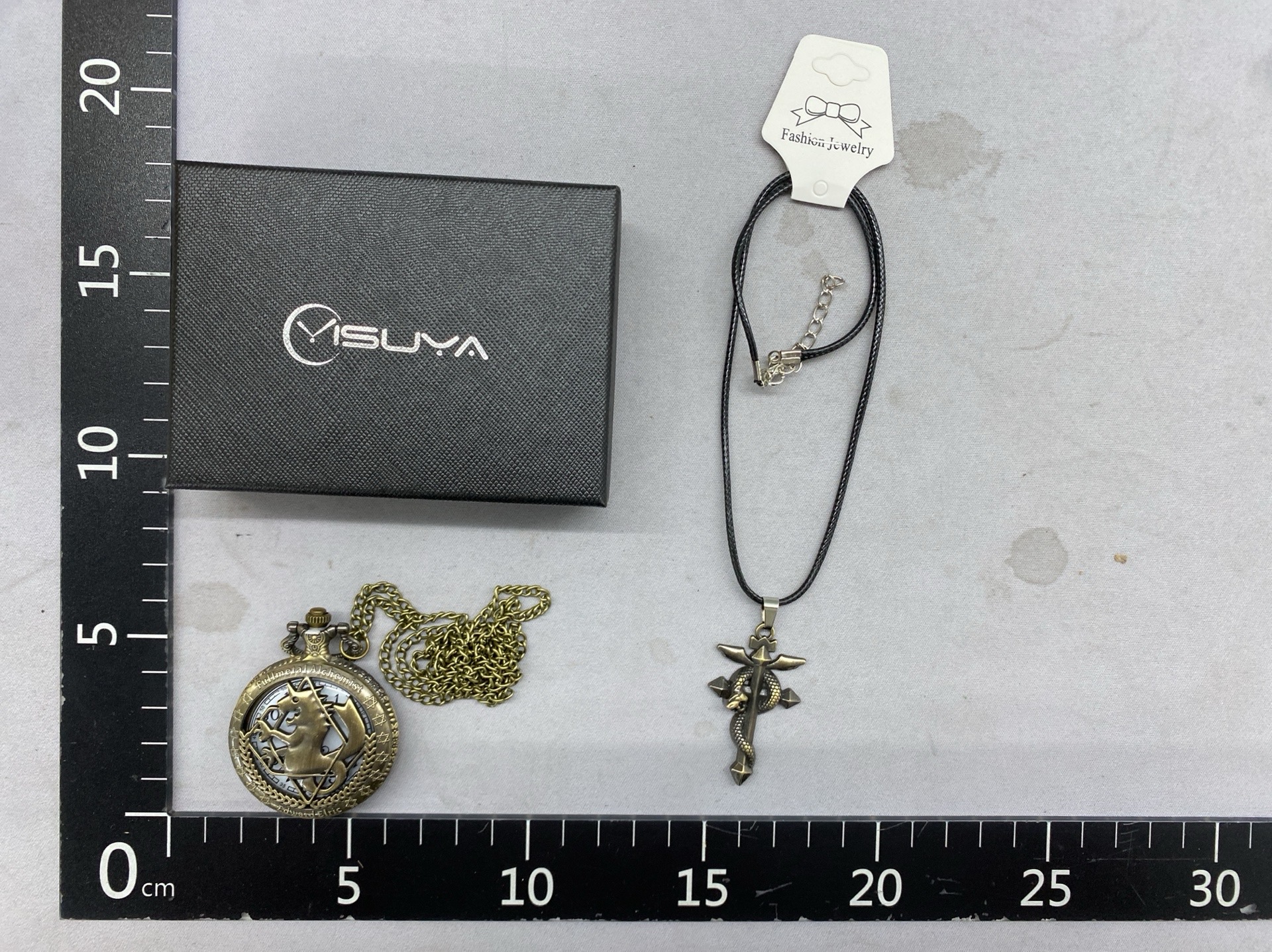 Gift box set pocket watch – fullmetal alchemist + leather cord necklace set quartz retro pocket watch – perfect gift choice 8