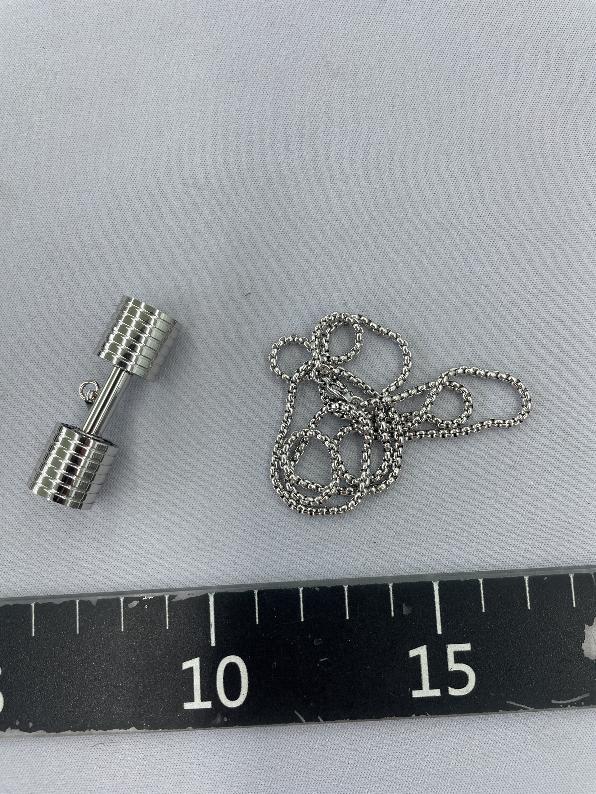Cross-border hot-selling european and american style niche fashion personalized dumbbell necklace men’s versatile titanium steel pendant wholesale processing 5