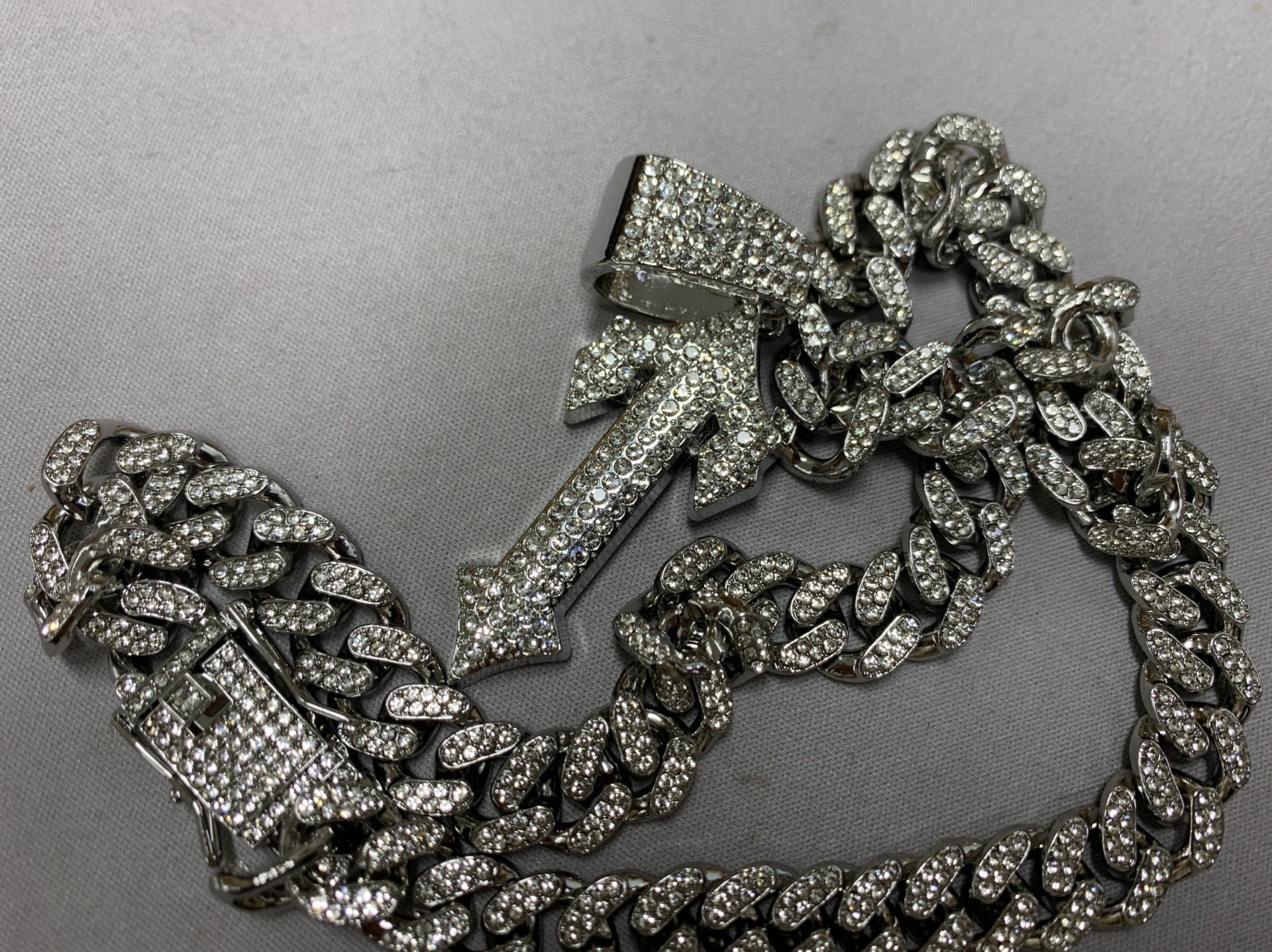 European and american hip-hop style cuban necklace with large sword alloy full diamond pendant trendy men’s jewelry cross-border new product wholesale 4