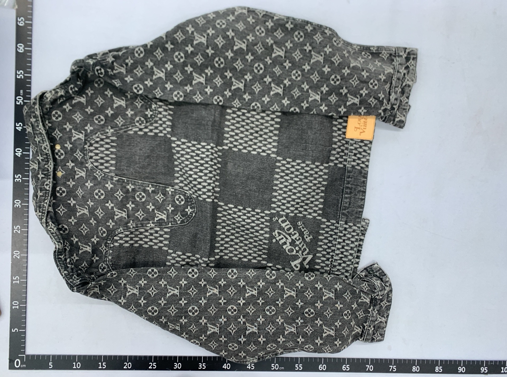 Spliced ​​checkerboard presbyopic denim long sleeve jacket-cc 3