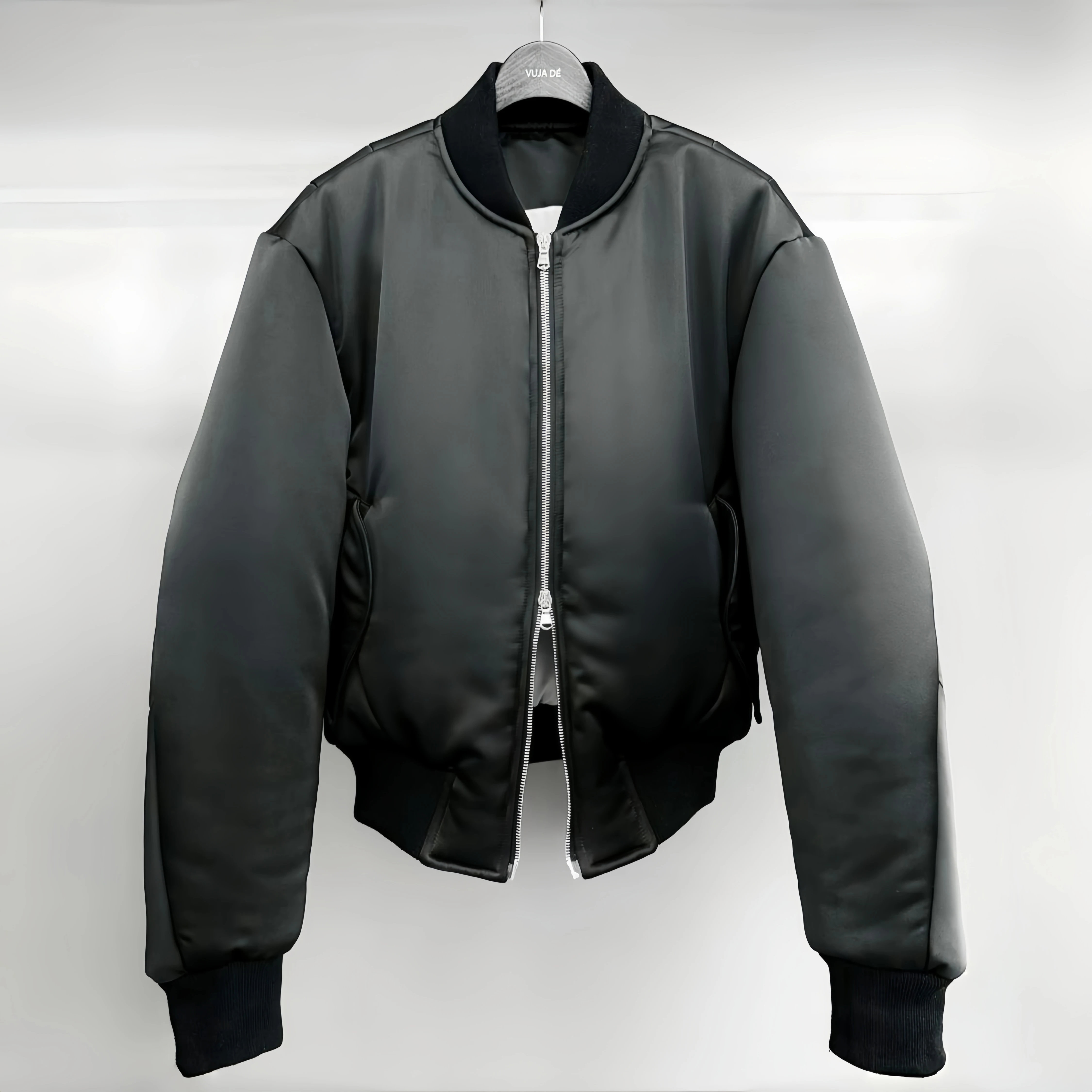Vujade009-maxsatin pillow heattech flying jacket casualshortloose silhouette zipper outwearken