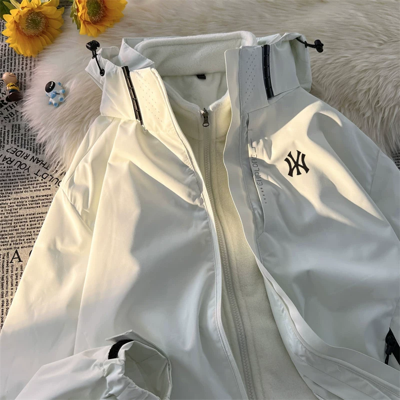 2025 new men’s and women’s outdoor hiking and travel 3-in-1 jacket: detachable, windproof, waterproof, and trendy