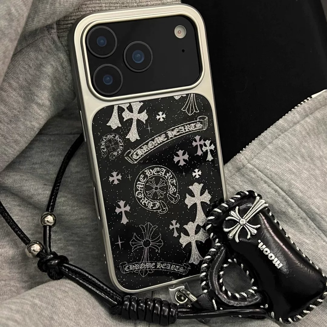 Rain lemon premium electroplated frame cross pendant phone case for iphone 17 pro max, apple 15, new 14 korean & japanese style personalized 16 anti-drop protective cover