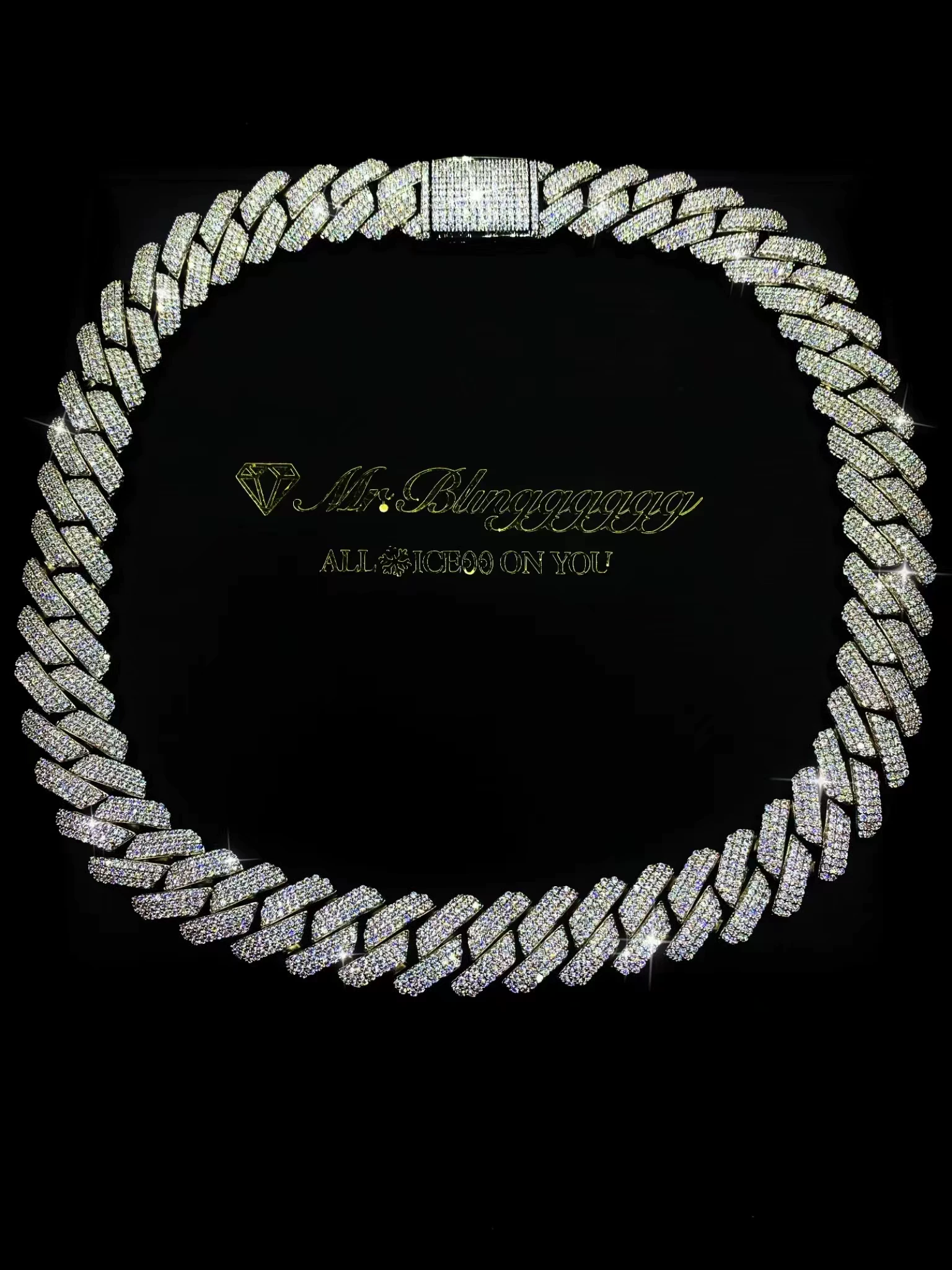 Mr.blinggggggfashion hip hop jewelry 18mm three rows full diamond heavy diamond cuban necklace bracelet