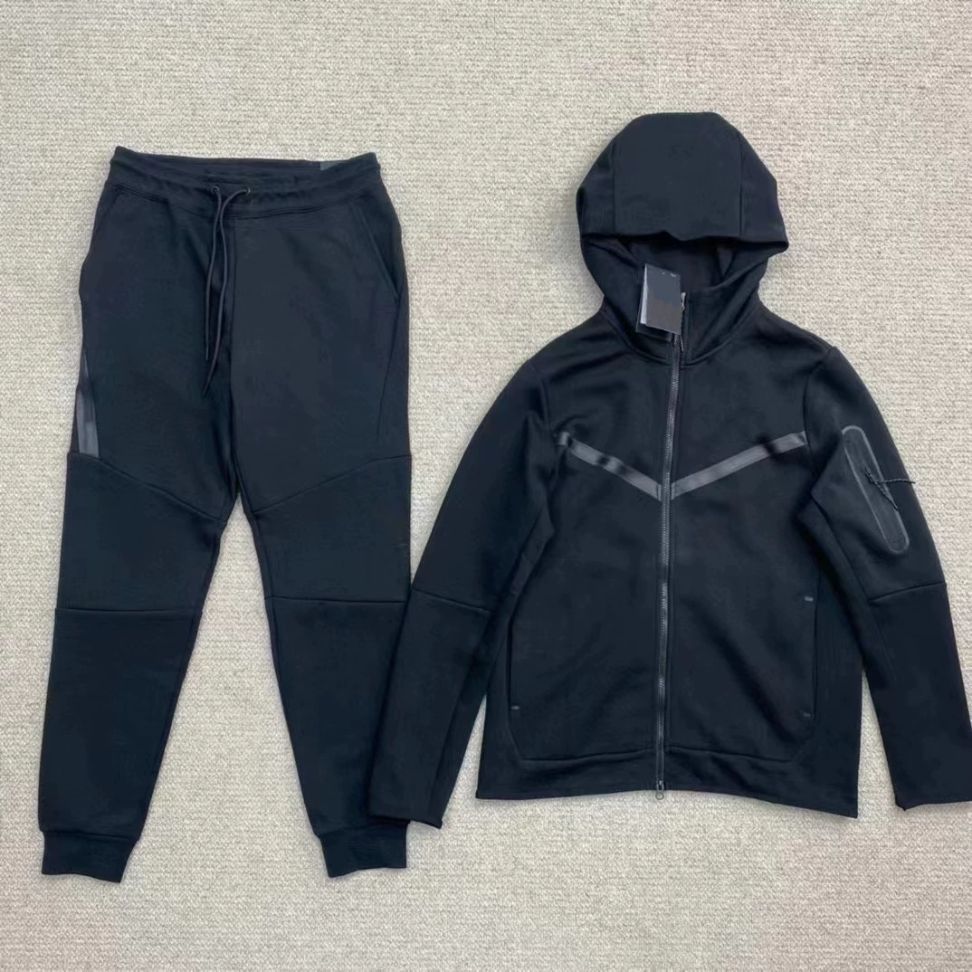 Men’s cross-border sports set: air layer cotton knit hooded zip-up jacket & sweatpants – perfect for spring and autumn activewear